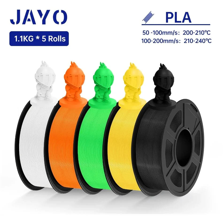 JAYO PLA Filament 1.75MM 5Rolls 3D Printer Filament PLA 100% No Bubble for FDM Coloful 3D Printing Material DIY Gift