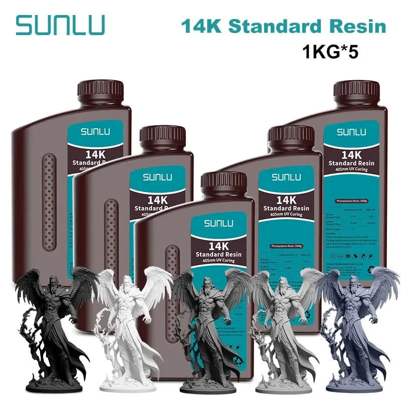 SUNLU 5KG Standard Plus/14K Standard Resin 1KG/Bottle 405nm Rapid UV-Curing Photopolymer Resin For LCD 3D Printer Material