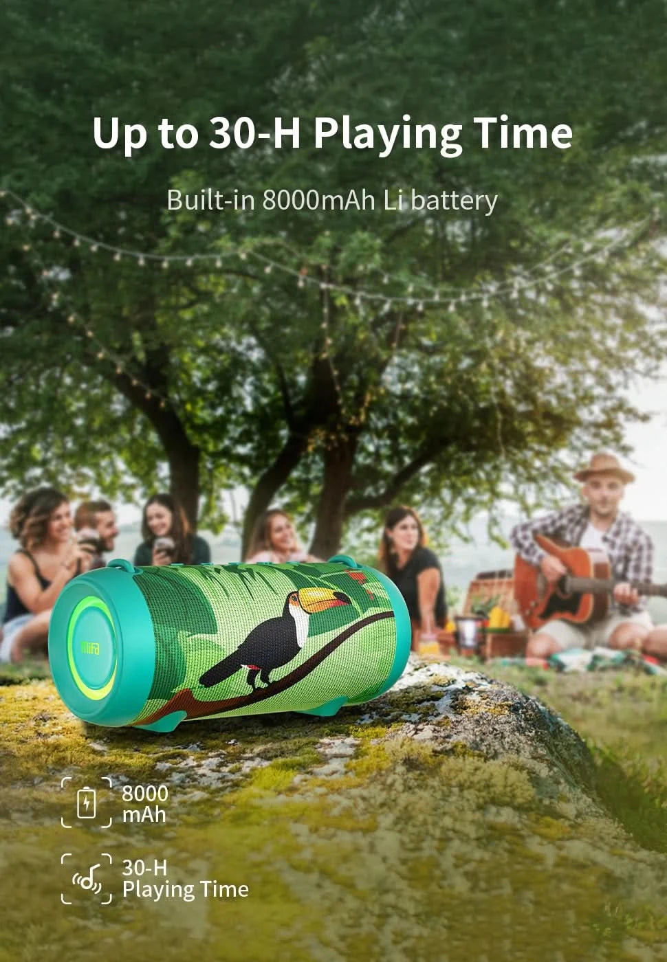 mifa A90 Green Bluetooth Speaker 60W Output Power Bluetooth Speaker with Class D Amplifier Excellent Bass Performace