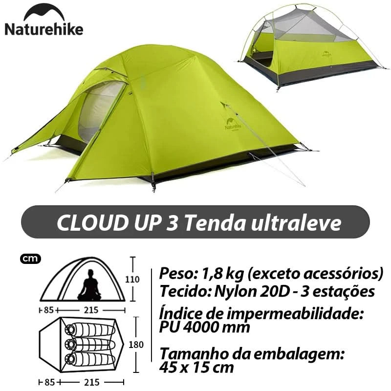 Naturehike Brazil Cloud Up 1-2-3P Camping Travel Backpack Outdoor Ultralight Waterproof Tent Camping Beach Tent