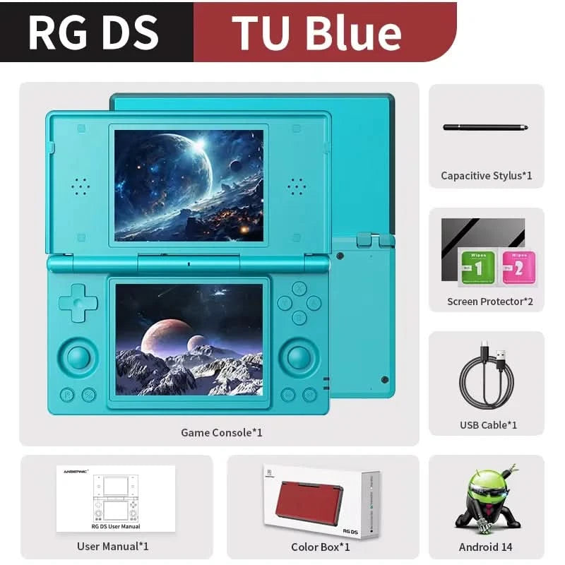 ANBERNIC RG DS Handheld Game Console 4" IPS Multi-touch Screen Android RK3568 64-bit 4000mAh Dual-screen Flip Video Games Player