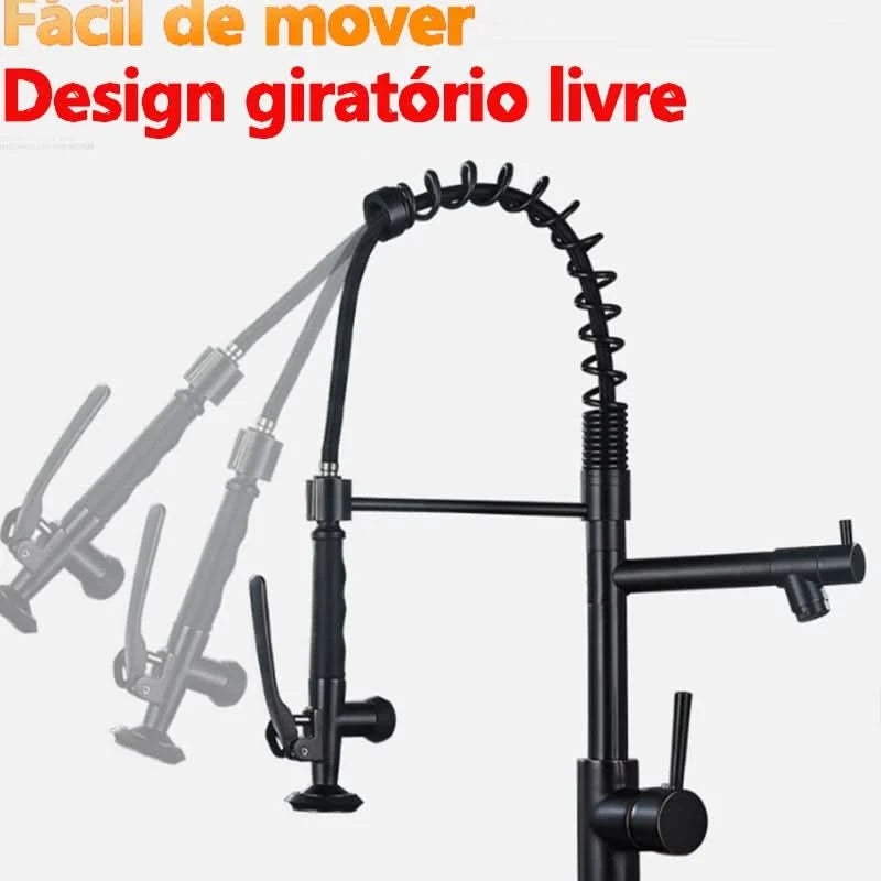 Torneira Cozinha Gourmet 50cm Spray Articulado 2 Jatos 100% Metal Cromada Envio 12h SP