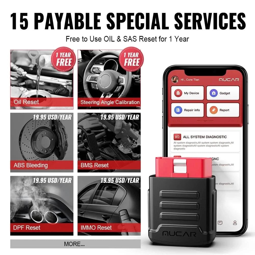 MUCAR BT200 & BT200 Pro Obd2 Diagnostic Tools Bluetooth obd 2 Scanner Automotriz Code Reader All System Diagnosis Free for Life