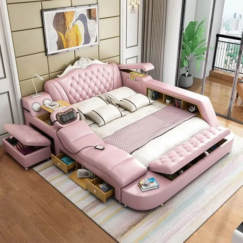 Frame Full Size Storage Bed Queen Size Luxury 180x200cm King Bed Minimalist Upholstered Nordic 150x200cm Home Bedroom Furniture
