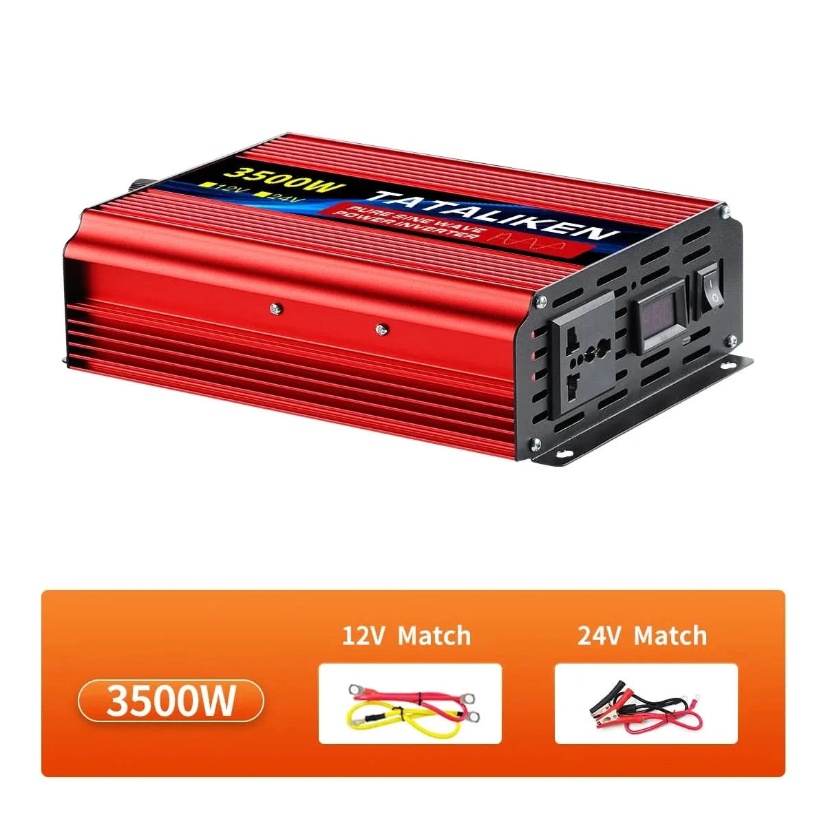 Inverter Pure Sine Wave DC12V/24V To AC 220V Voltage 7000W/8000W 50/60HZ Power Converter Solar Car Transformer With LED Display