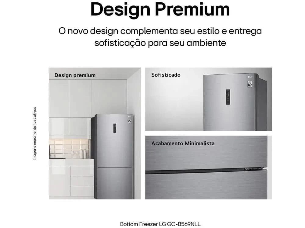 LG Frost Free Smart Inverse Silver Refrigerator/Cooler 451L Inox Look GC-B569NLLM.APZFSBS - 220V