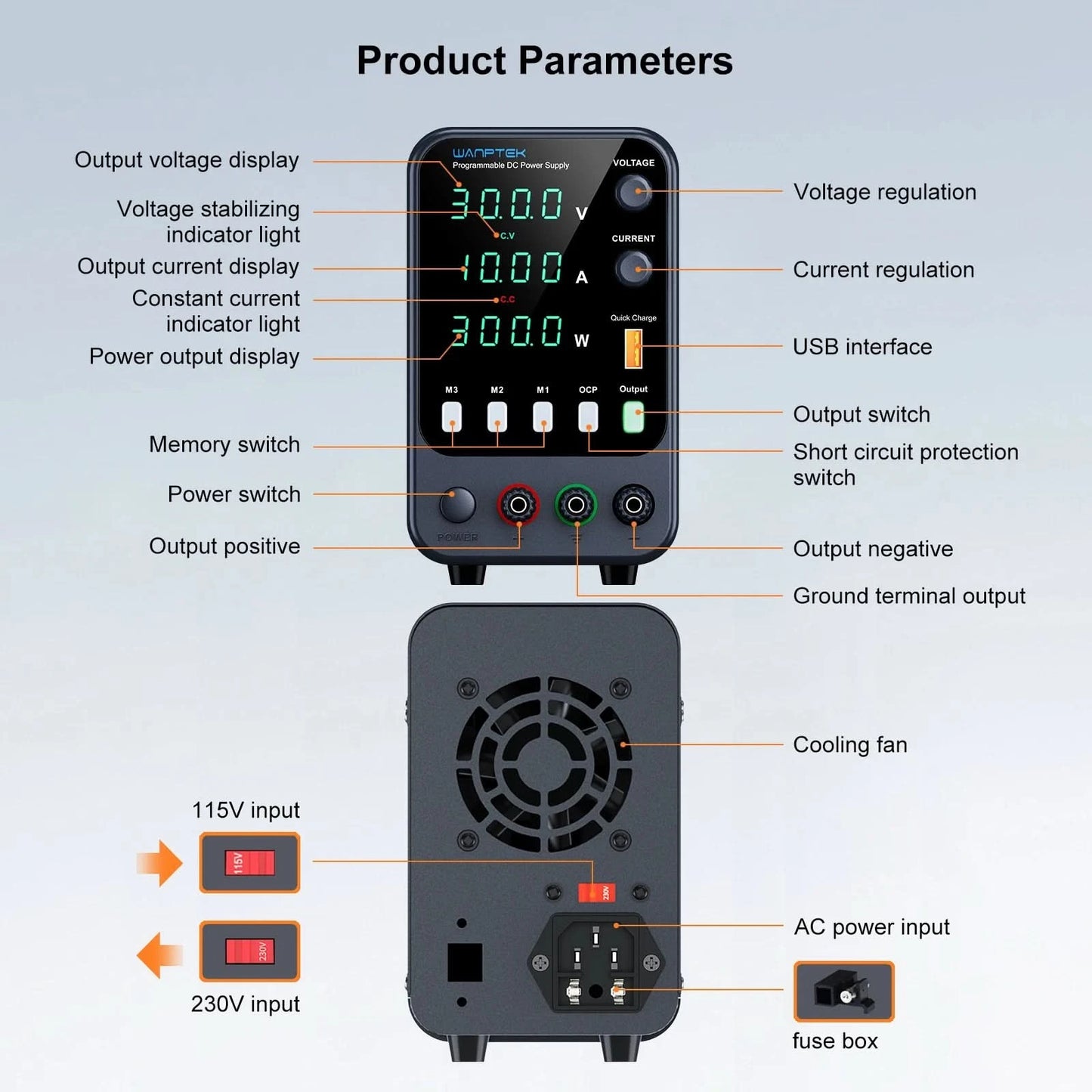 Wanptek Laboratory Power Supply Adjustable 30V 60V 120V For Phone Repair Regulated Lab Bench DC Power Supplies