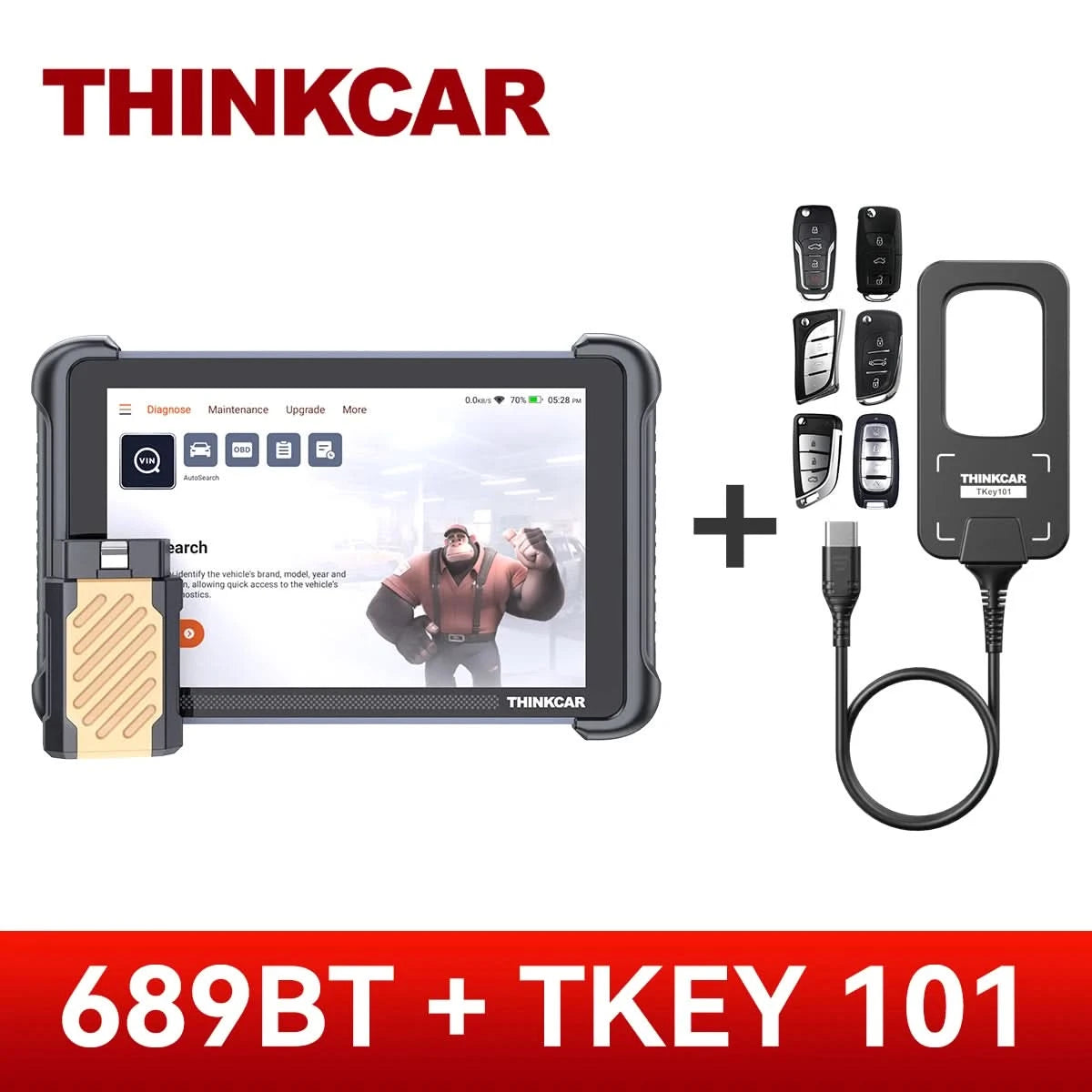 THINKCAR THINKSCAN 689BT Key Programming TKEY 101 Automotive Diagnostic Tool Bi directional Obd2 Scanner ECU Coding CANFD DOIP