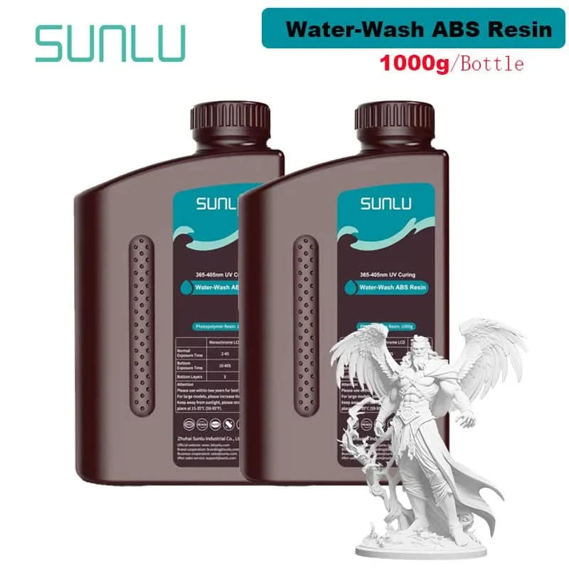 SUNLU 2KG Water Washable / Water Washable ABS Resin Resin 1000G/Bottle 405nm Rapid UV-Curing Photopolymer Resin For LCD 3D Print