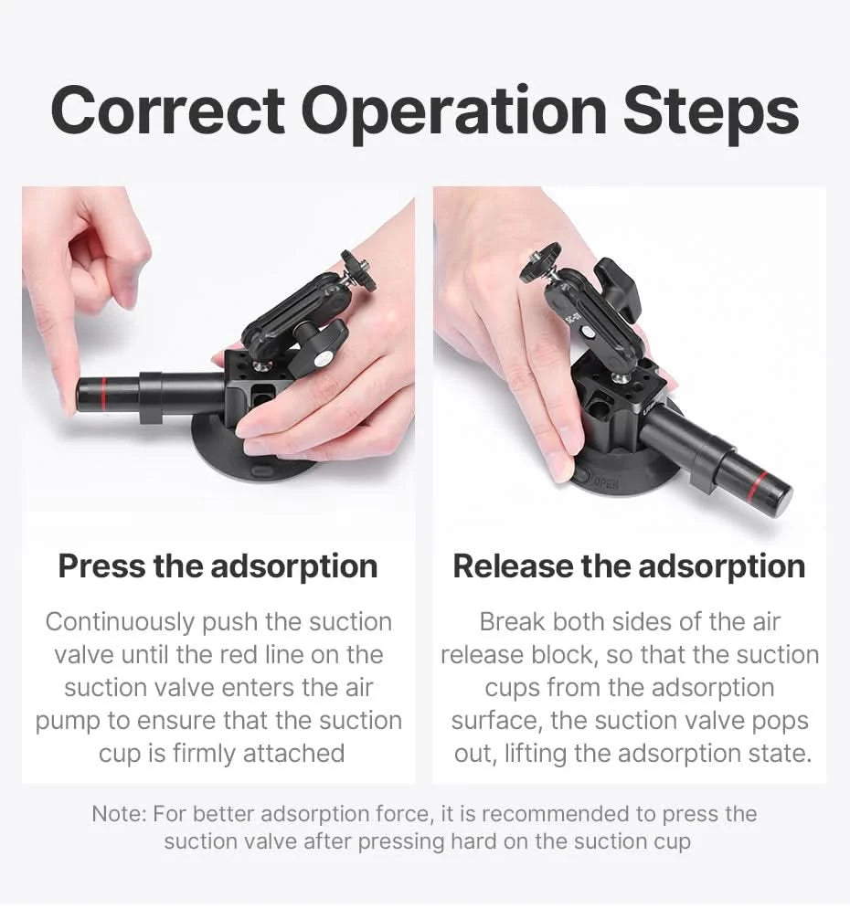 Ulanzi Car Phone Action Camera Holder Hand Pump 360° Suction Cup Adjustable Professional For GoPro for Insta360 for DJI Action