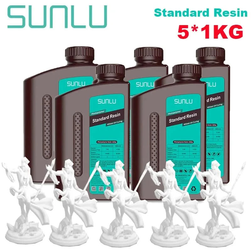 SUNLU 5KG ABS-Like/ Standard / Water-Wash/ 14K High Precision Resin 405nm Rapid UV-Curing Photopolymer Resin 1KG/Bottle