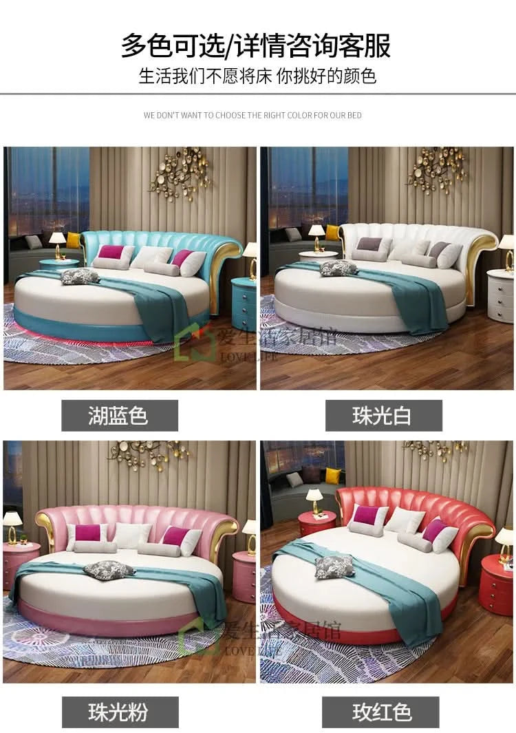 Bedroom Unique Beds Storage Cabinets Nordic Full Size Round Bed Frame Headboard Upholstery Muebles Para El Hogar Furnitures