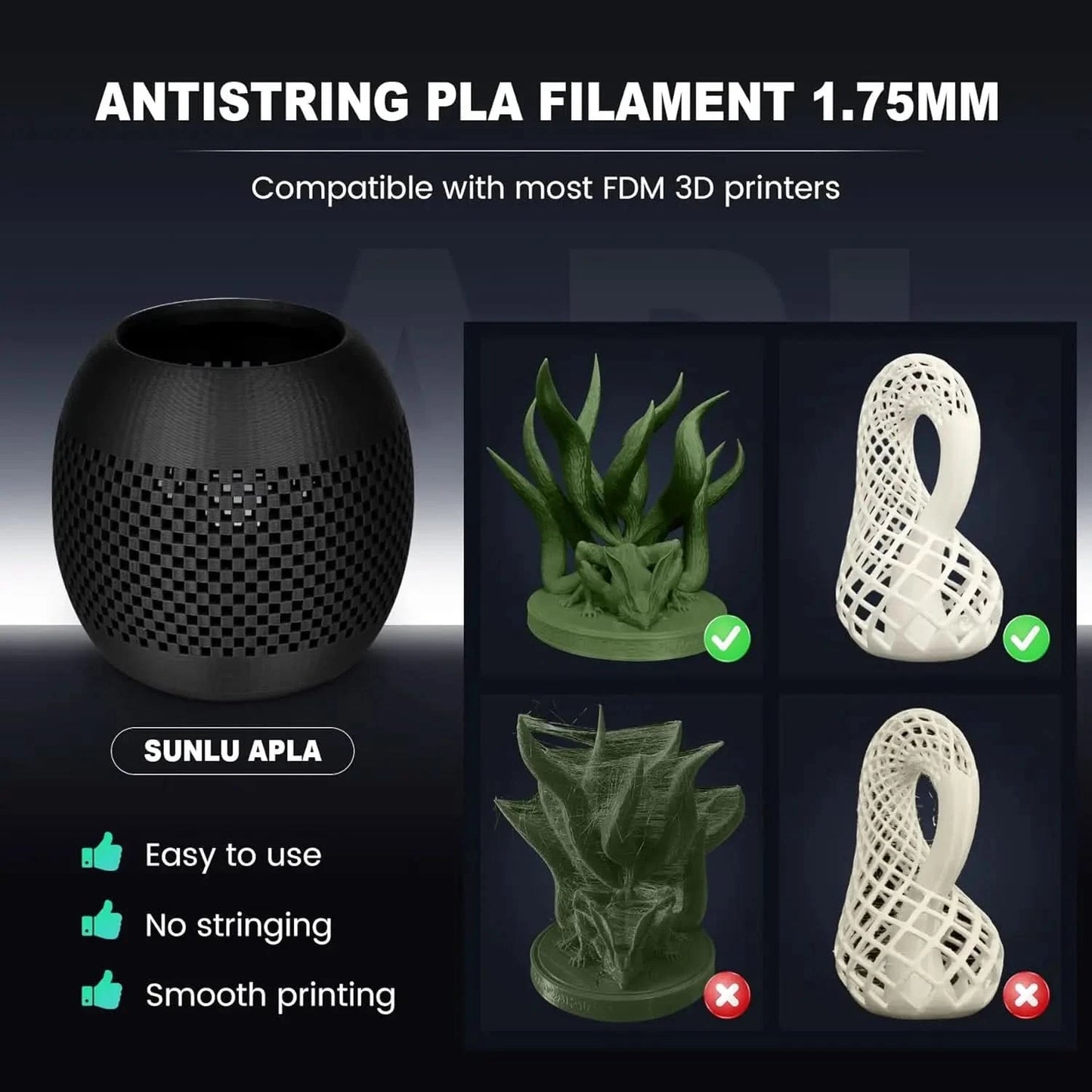 SUNLU 5KG 3D Filament High Speed PLA/PLA META/APLA/PLA MATTE 1.75mm 5Roll 1KG 3D Printer Filament for 3D Printer