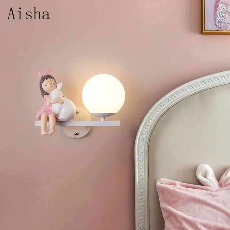 Children's Room Bedside Wall Lamp Girl Boy Wall Art Sconce Creative Cartoon Eye Protection Led Home Decoration Salon Home