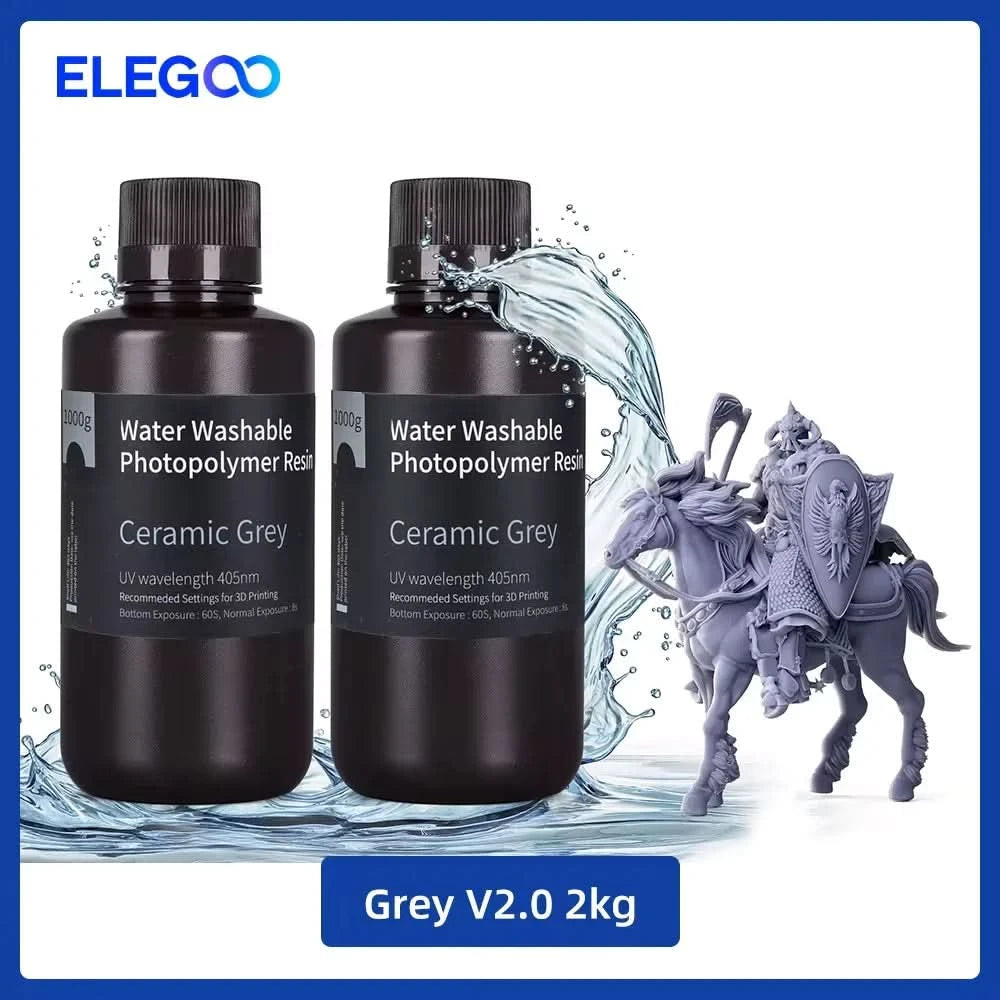 ELEGOO Water Washable 3D Printer Resin LCD UV-Curing Resin 405nm Standard Photopolymer Resin for LCD 3D Printing 1000g 8 Colors