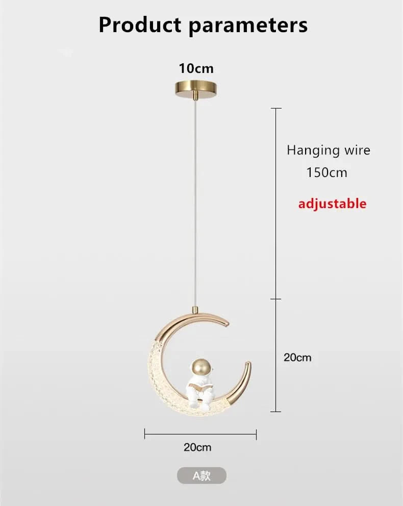 Children's Room Bedside Chandelier Modern Minimalist Light Luxury Cartoon Boy Girl Bedroom Moon Lamp Astronaut Small Chandelier