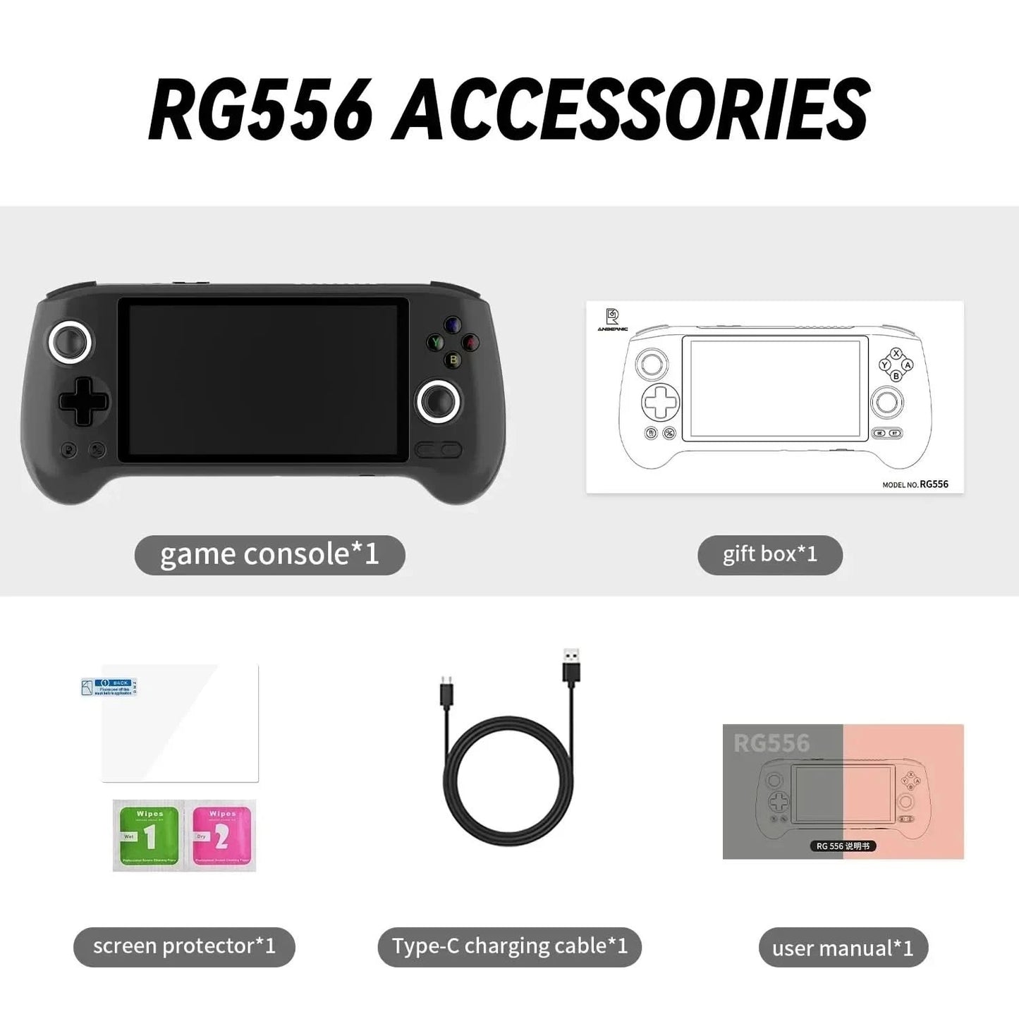 ANBERNIC RG556 Handheld Game Console 5.48 Inch AMOLED Screen 1080*1920 Android 13 RAM8G+128G PS2Game 5G WIFI 512G 80000Games