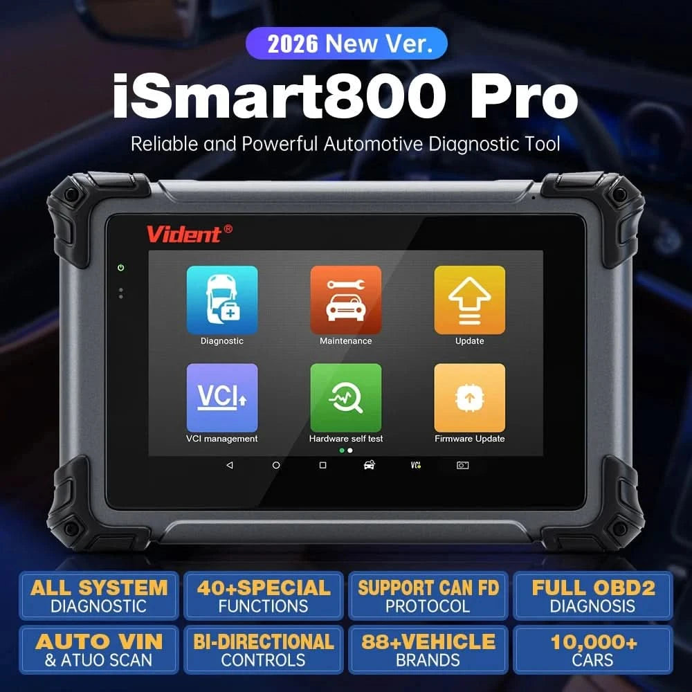 VIDENT iSmart800 Pro OBD2 Scanner Full System Car Diagnostic Tool Key Programming Bi-Directional Control 40+ Reset CAN FD& DoIP