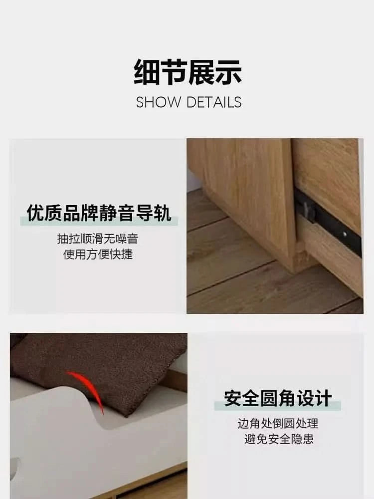 Small apartment solid wood high box storage bed wardrobe integrated, bed desk combination bed, multi-functional elevated bed