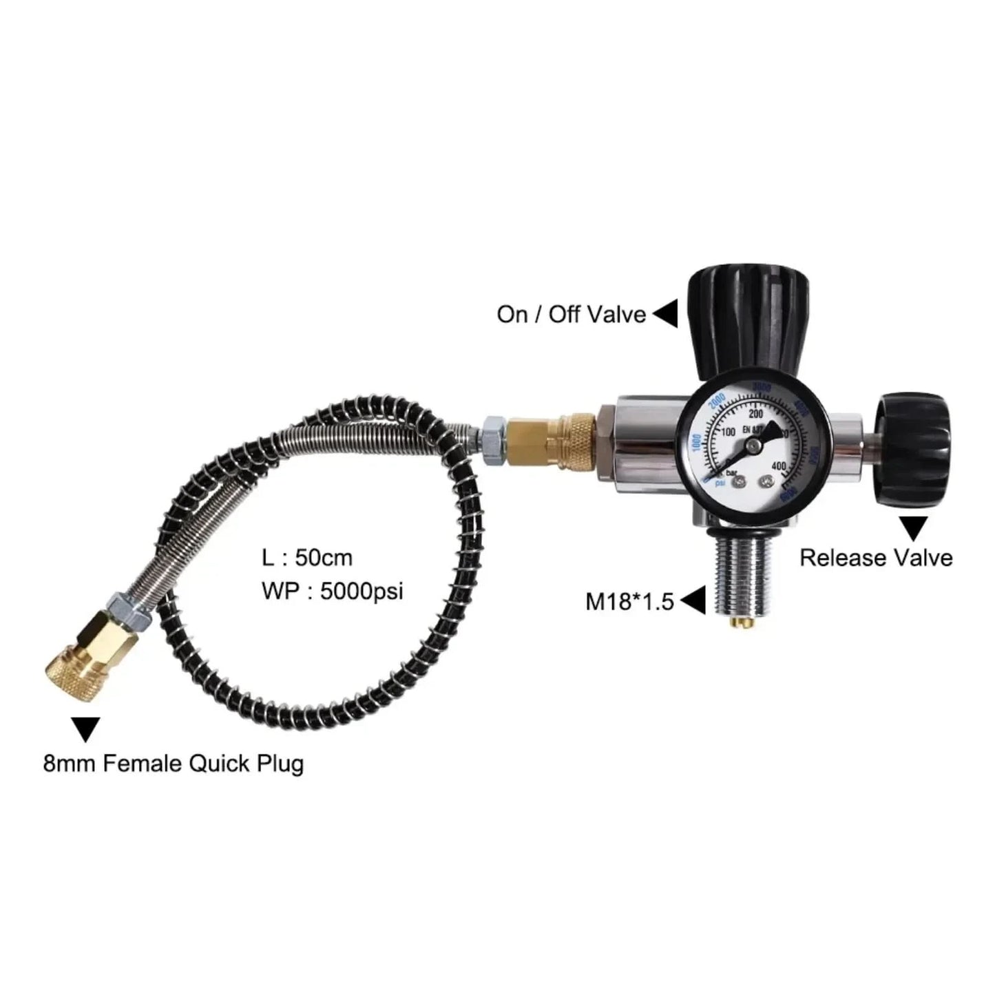 TUXING 300Bar 4500psi 2L Carbon Fiber Cylinder with 6000PSI Regulating Valve High Pressure Cylinder for Scuba Diving M18*1.5