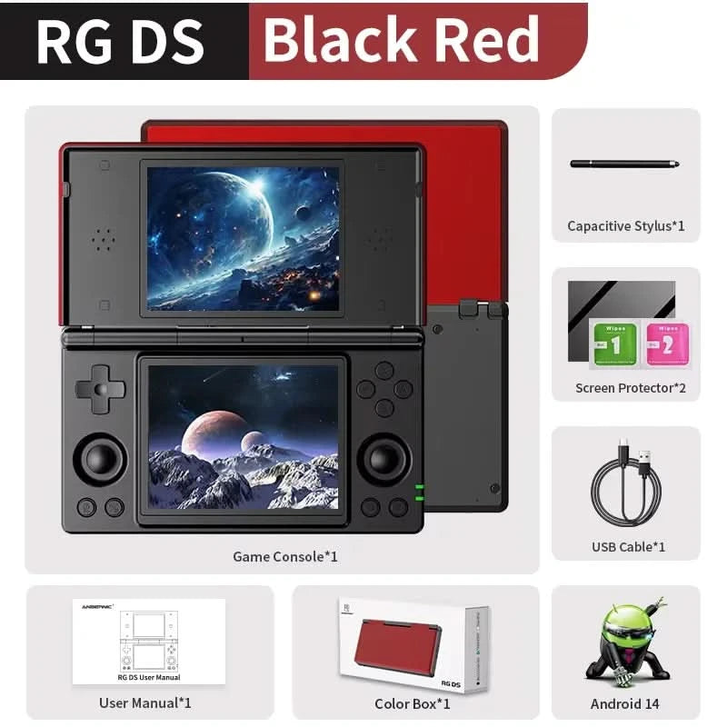 ANBERNIC RG DS Handheld Game Console 4" IPS Multi-touch Screen Android RK3568 64-bit 4000mAh Dual-screen Flip Video Games Player