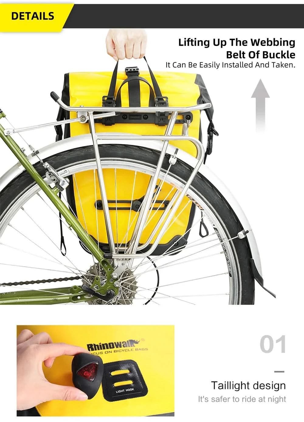 Rhinowalk Waterproof Bike Bag 20L/27L Travel Cycling Bag Basket Bicycle Rear Rack Tail Seat Trunk Bags bicycle bags & panniers