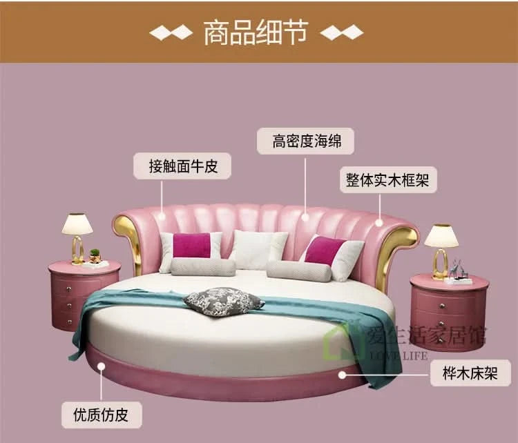 Bedroom Unique Beds Storage Cabinets Nordic Full Size Round Bed Frame Headboard Upholstery Muebles Para El Hogar Furnitures
