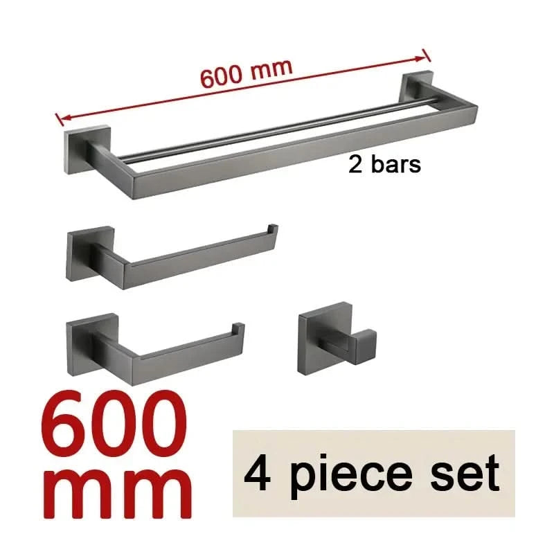 Gunmetal Stainless Steel Bathroom Accessorie Hardware Towel Rack,Toilet Paper Holder, Robe Hook, Towel Bar
