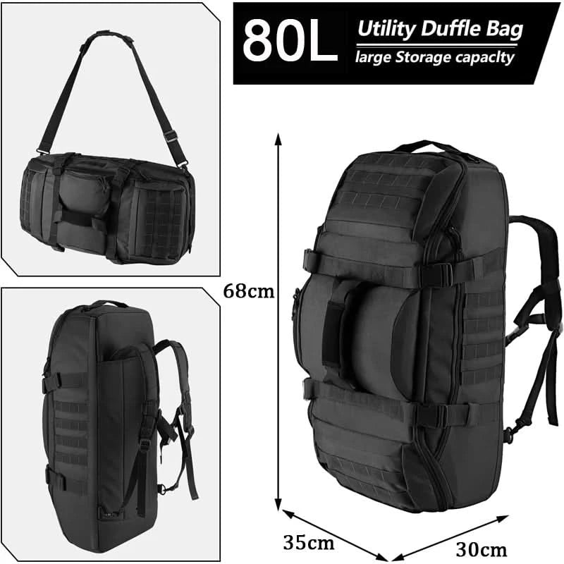 LQARMY 30L 45L 80L Sport Travel Bag Molle Tactical Backpack Gym Fitness Bag Large Duffle Bags for Camping Hunting Fishing
