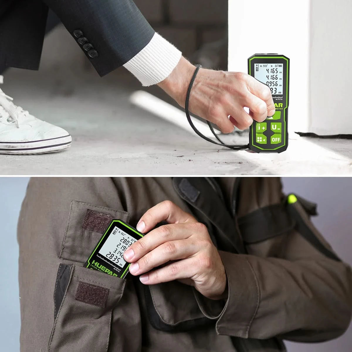 Huepar Laser Rangefinder Digital Laser Distance Meter  Measure 60M 100M 120M Trena Laser Tape Range Finder Green Beem