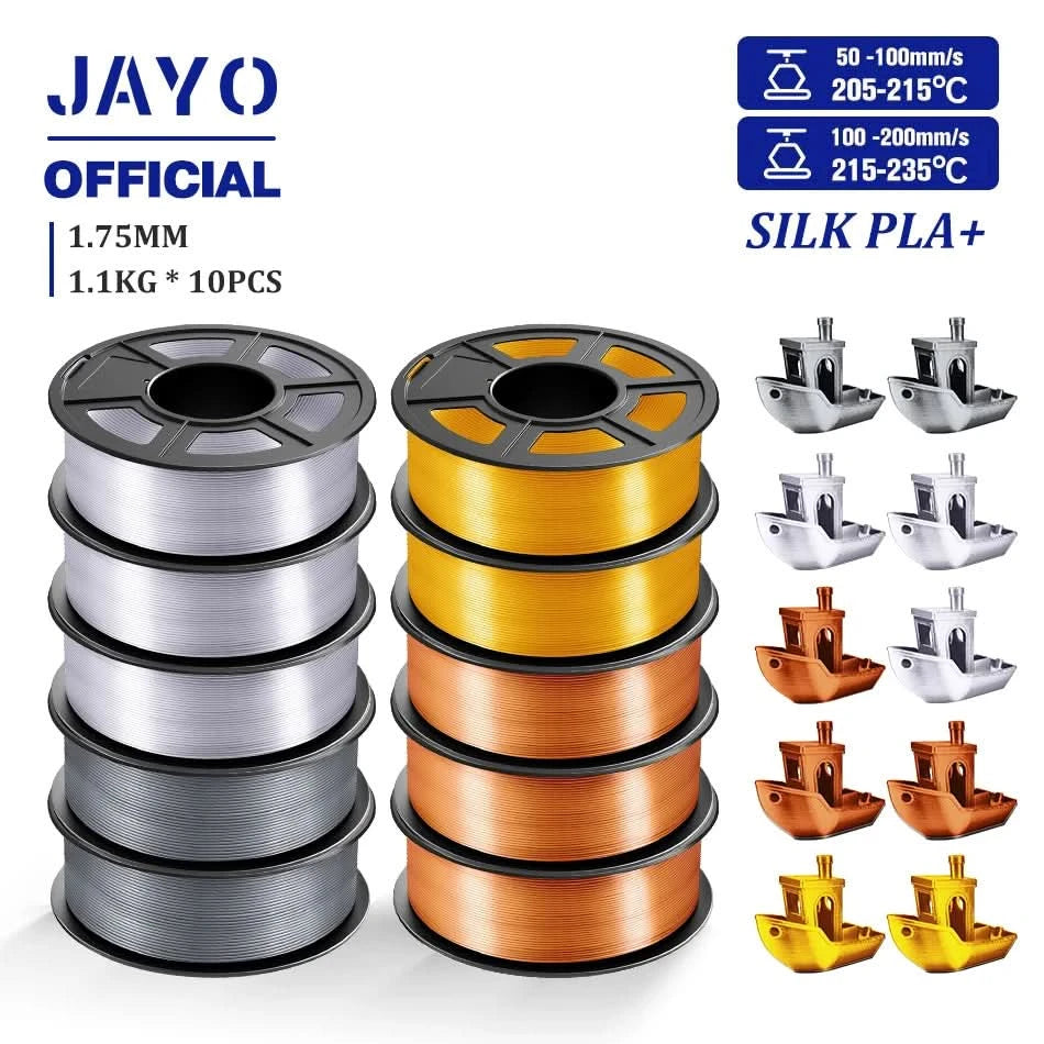 JAYO 3D Filament 1.75mm PLA / PLA Plus / PLA Meta/ Silk PLA+/PLA Matte 3D Prnter Filament 1.1KG For FDM Multicolor Set 10Rolls