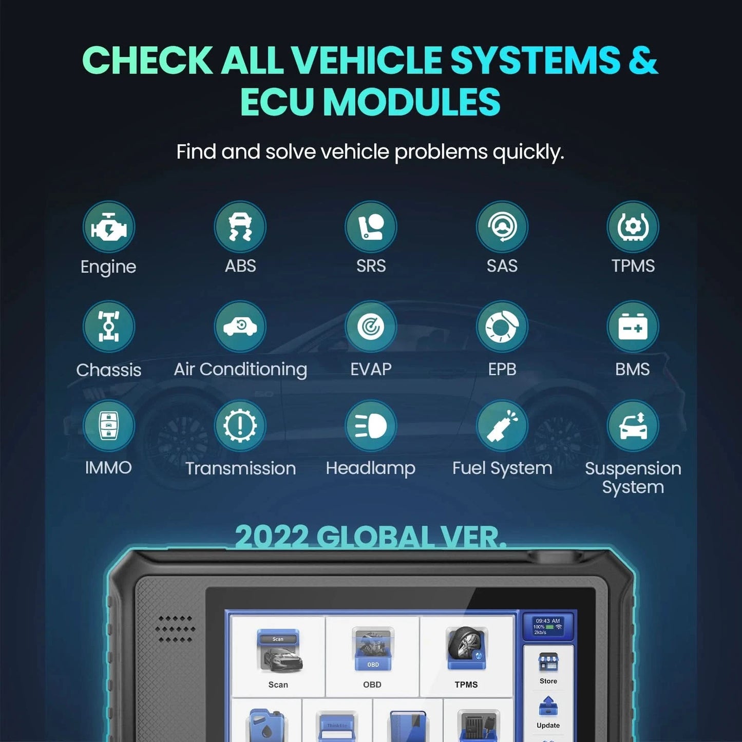 MUCAR VO6 OBD2 car Diagnostic tool full system auto scanner code reader ABS Engine 28 resets oil scan tools lifetime free update