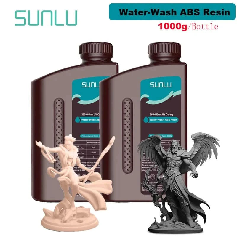 SUNLU 2KG Water Washable / Water Washable ABS Resin Resin 1000G/Bottle 405nm Rapid UV-Curing Photopolymer Resin For LCD 3D Print