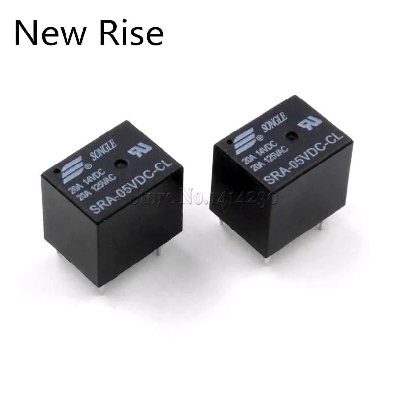5Pcs 5V 12V 24V 20A DC Power Relay SRA-05VDC-CL SRA-12VDC-CL SRA-24VDC-CL 5Pin PCB Type In stock Black Automobile relay