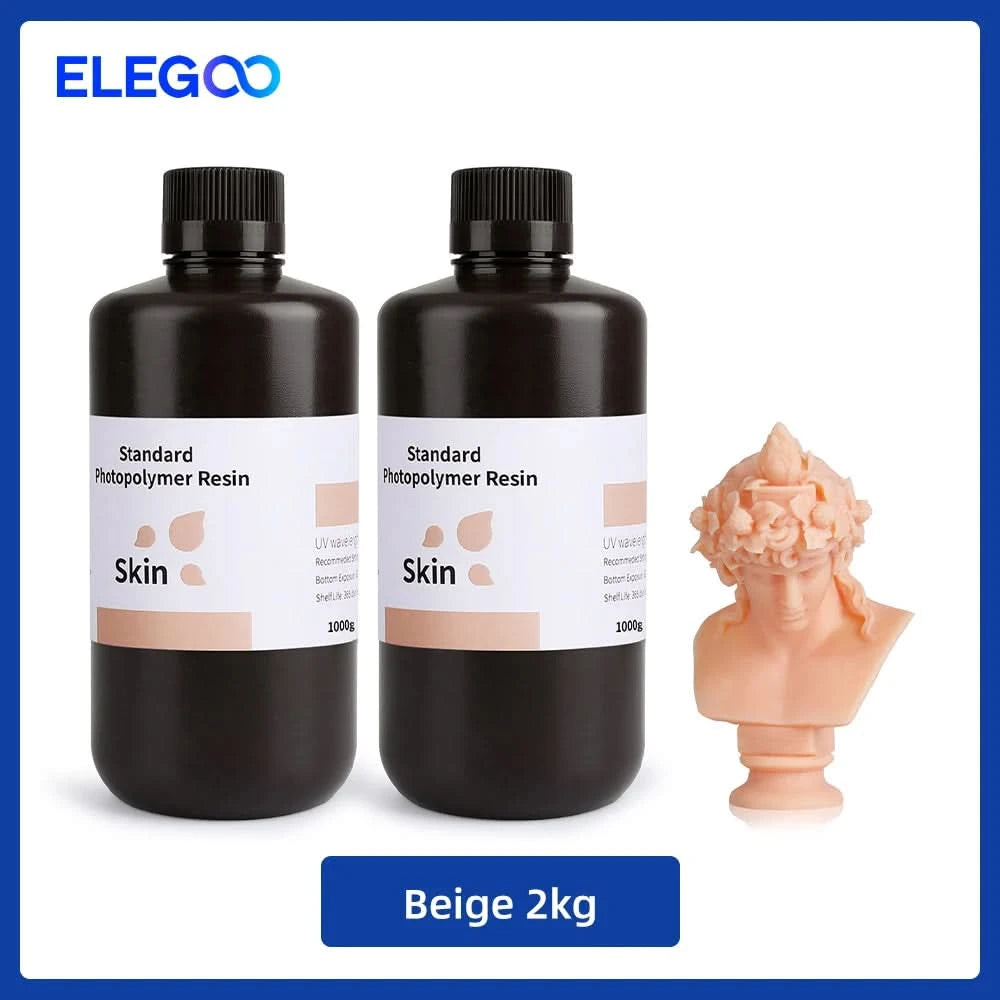 ELEGOO 3D Printer Resin LCD UV-Curing Resin 405nm Standard Photopolymer Resin for LCD 3D Printing 1000g Black Grey White Skin