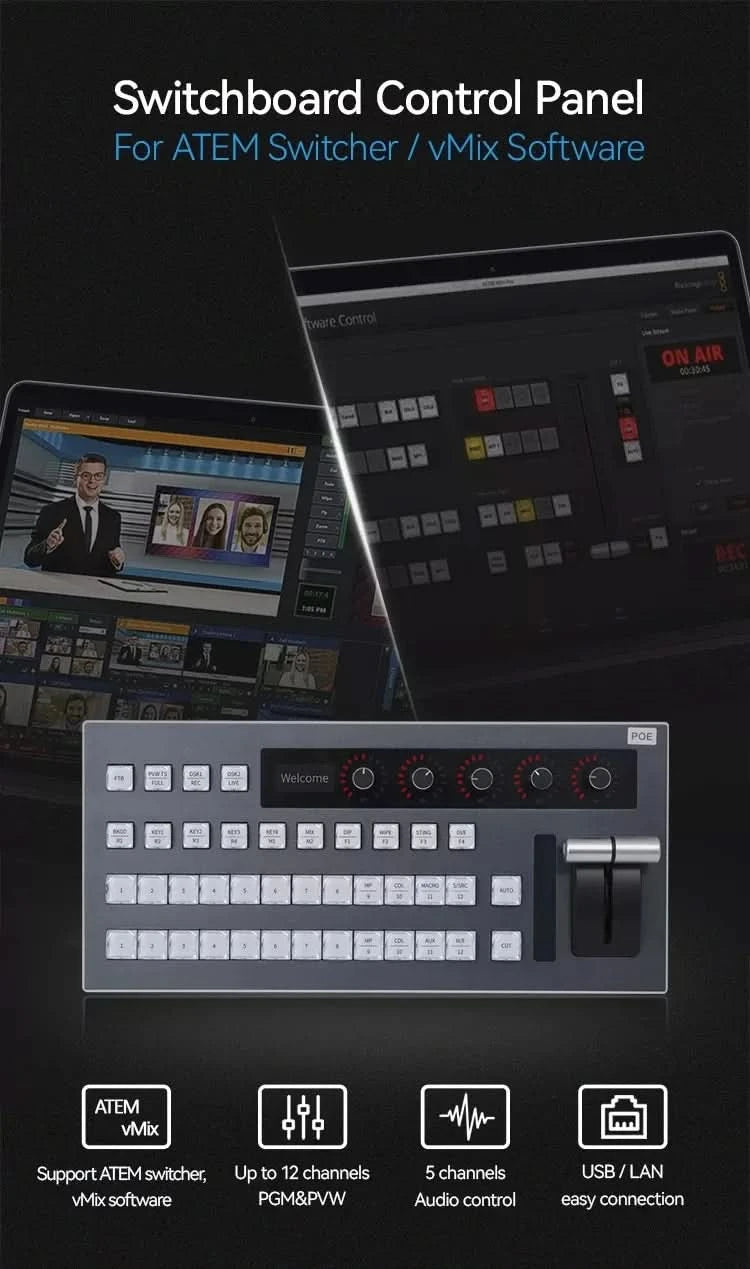 Atem Controller Blackmagic Schaltpult Bedienfeld Livestream Atem Mini Kamera Blackmagic vMix Software Video-Mischer