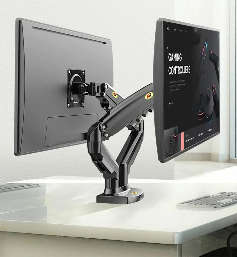 White Color Dual Arm Monitor Support 17-30 Inch  Mount Bracket Holder Load 2-9 Kgs Each NB F160