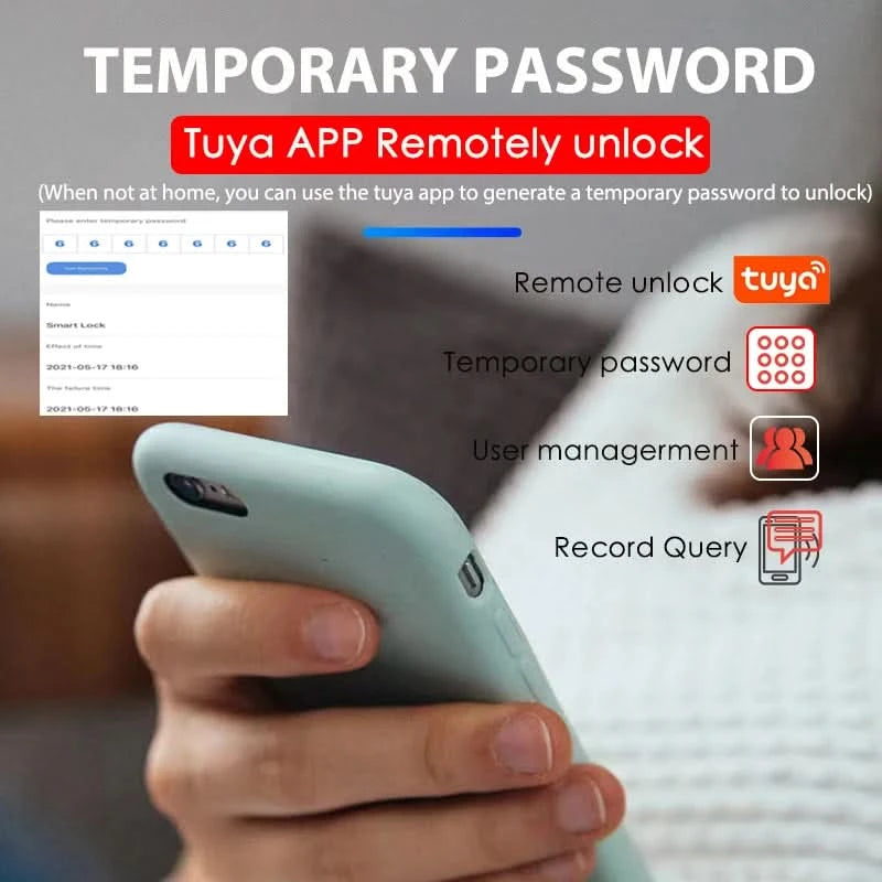 Do Brasil RAYKUBE Black K7 Pro+ Tuya Bluetooth Biometric Fingerprint Door Lock Smart Digital Lock Tuya App Unlock Keyless Lock