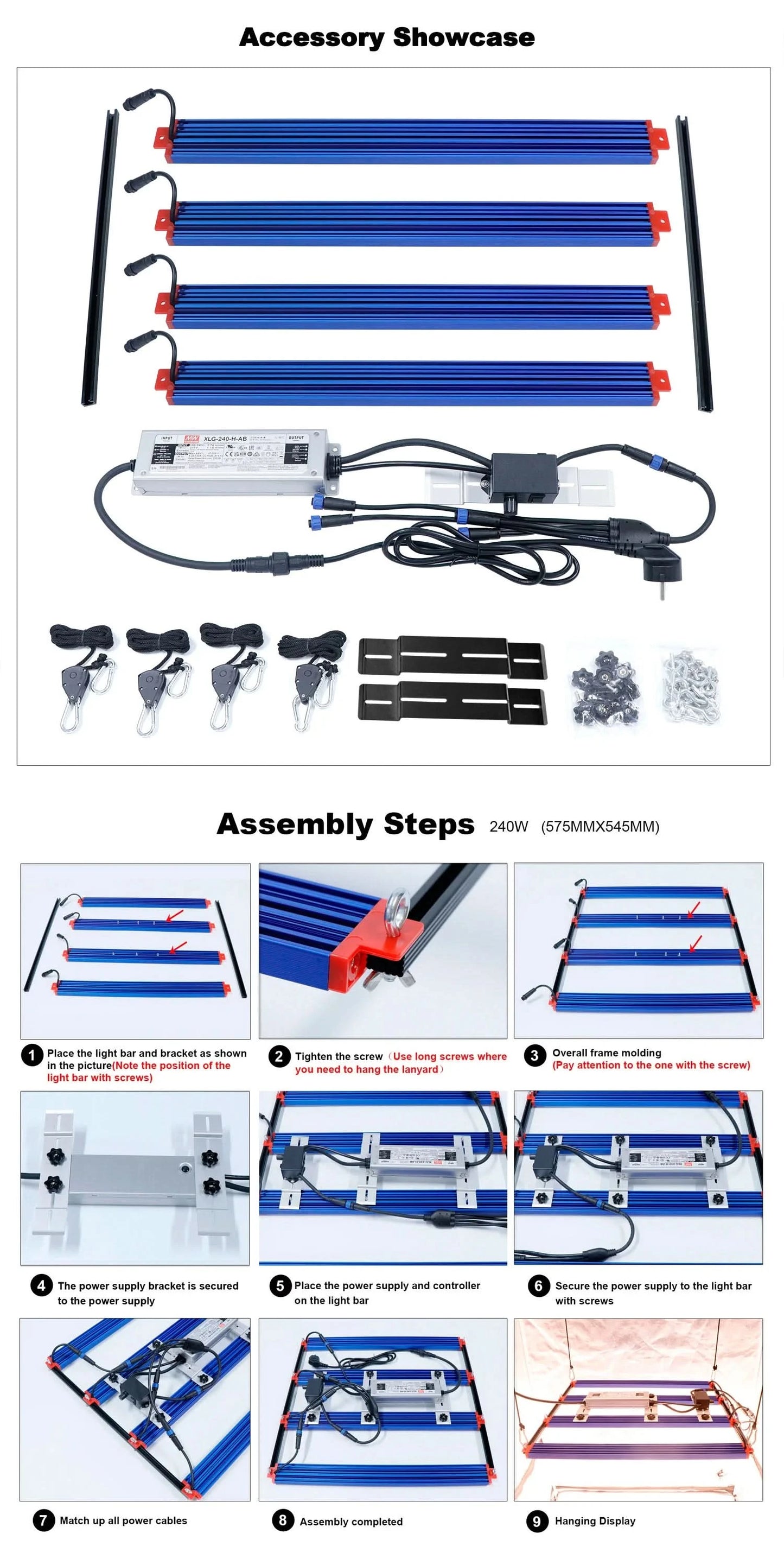 Full Spectrum 240W LED Grow Light Bar With Adjustable Brightness Suitable For Plant Growth At Different Flowering Periods