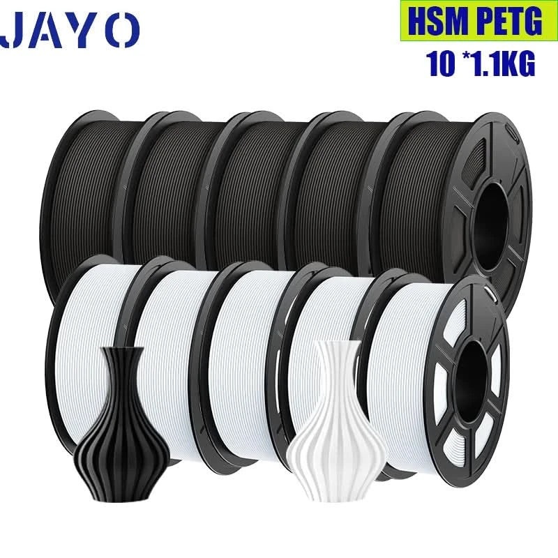 JAYO High Speed Matte PETG Multiple Colors Mixed 10 Rolls Filament 175mm Non-toxic Bubble Free Smooth Suitable for 3D Printi