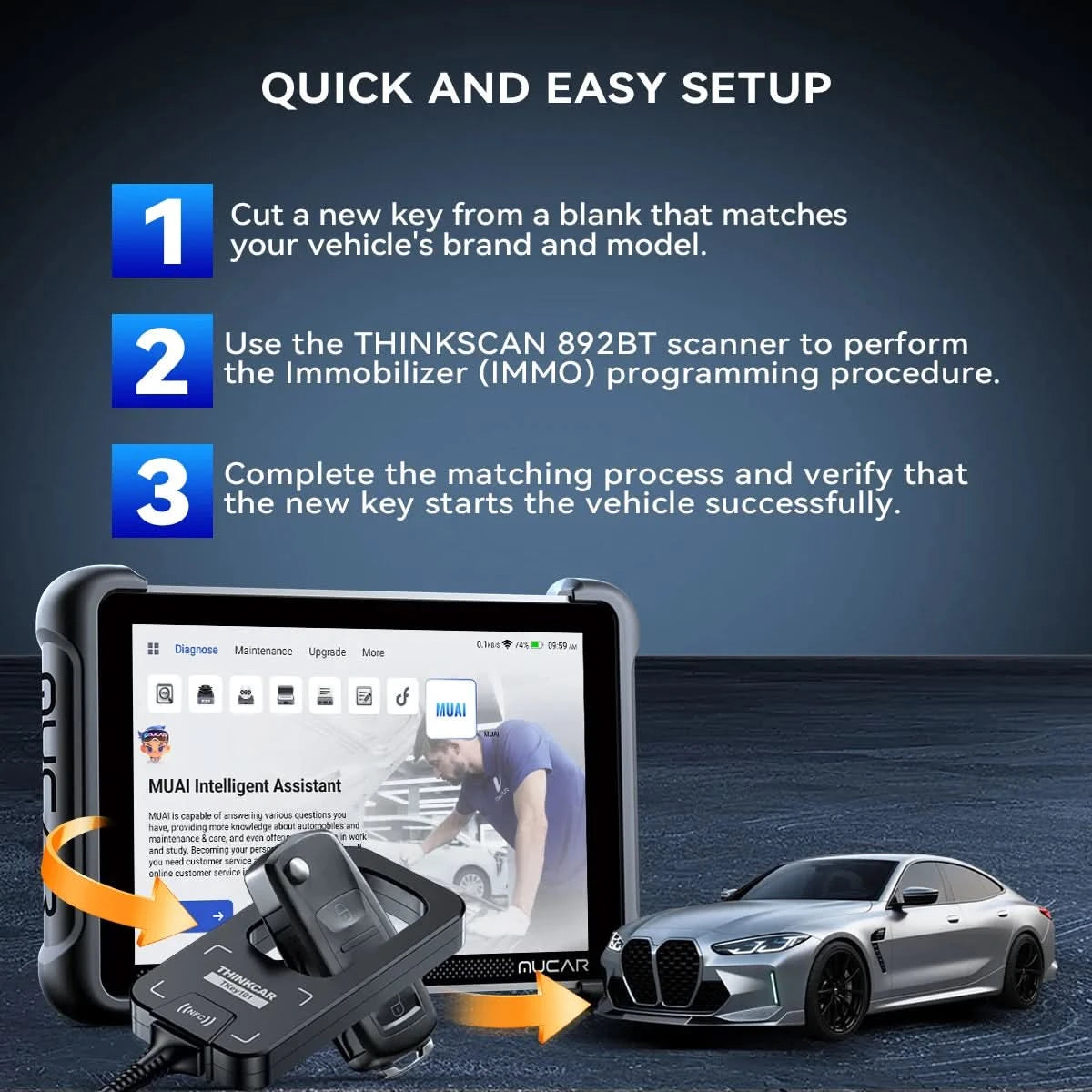 THINKCAR TKEY 101 Universal Car Key Programmer Equipment with 6 Unit Remote Keys Supports Anti-Theft Systems For THINKCAR 689BT