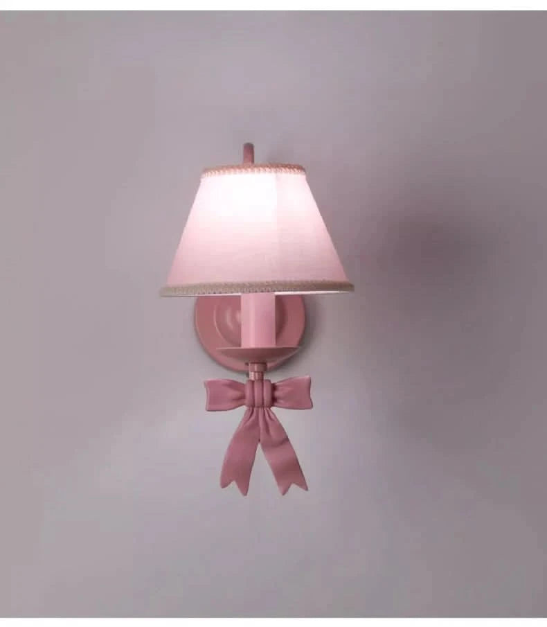 Pink Princess Room Wall Lamps Cute Bow Decor Lamp Modern Romantic Warm Children's Room Girl Bedroom Bedside Wall Hanging Lights