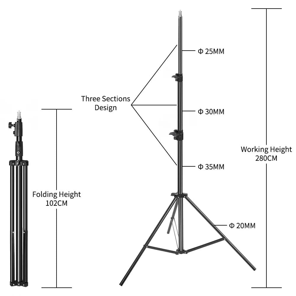 2/2.8M Stainless Steel Aluminum Alloy Tripod Foldable Light Stand Tripod Photography C-Stand For Spot Light Softbox Photo Studio