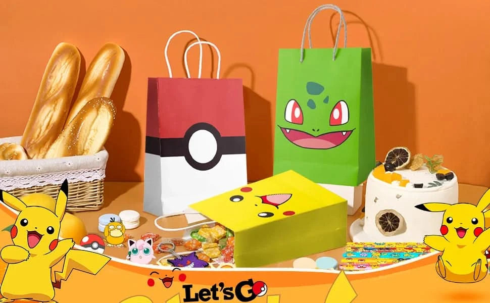 Pokemon Birthday Party Favors for Kids,110pcs Pokemon Party Supplies-Pikachu Goodie Bag Badges Sticker etc Pokemon Party Favors