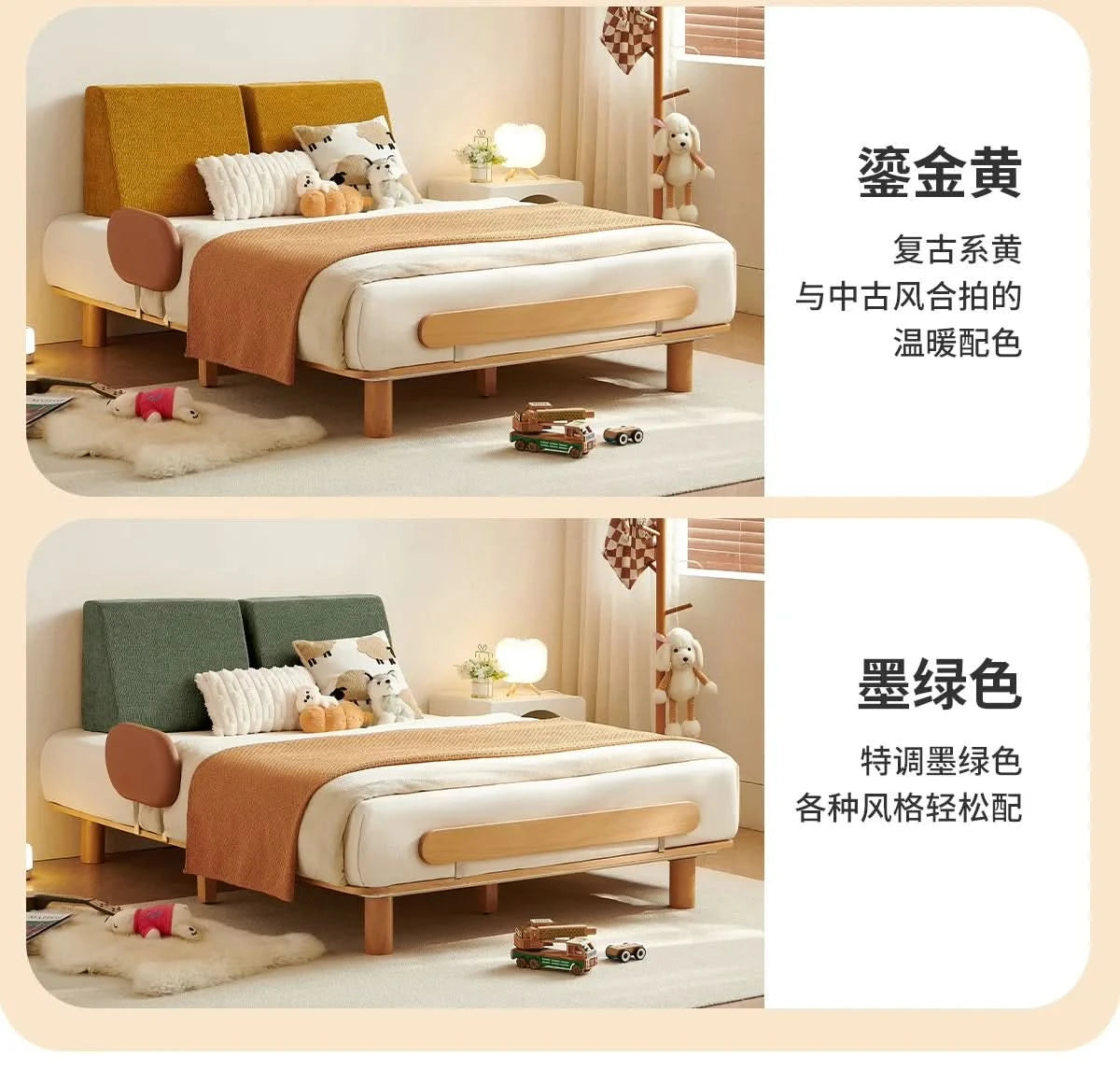 Boys and girls bed small apartment single bed 1.5 meters simple full solid wood tatami no bedside children's bed