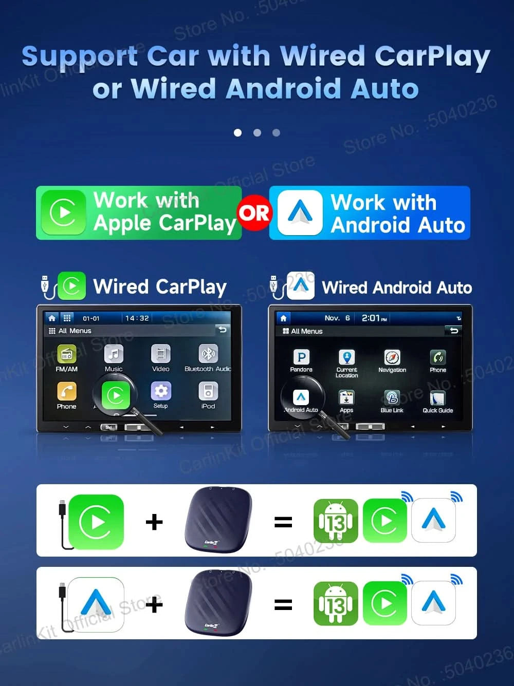 2026 NEW CarlinKit CarPlay Ai Box Qualcomm 8-Core Android 13 Wireless Carplay Android Auto Car Video TV Box WiFi SIM For Netflix