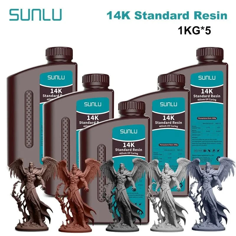 SUNLU 5KG Standard Plus/14K Standard Resin 1KG/Bottle 405nm Rapid UV-Curing Photopolymer Resin For LCD 3D Printer Material