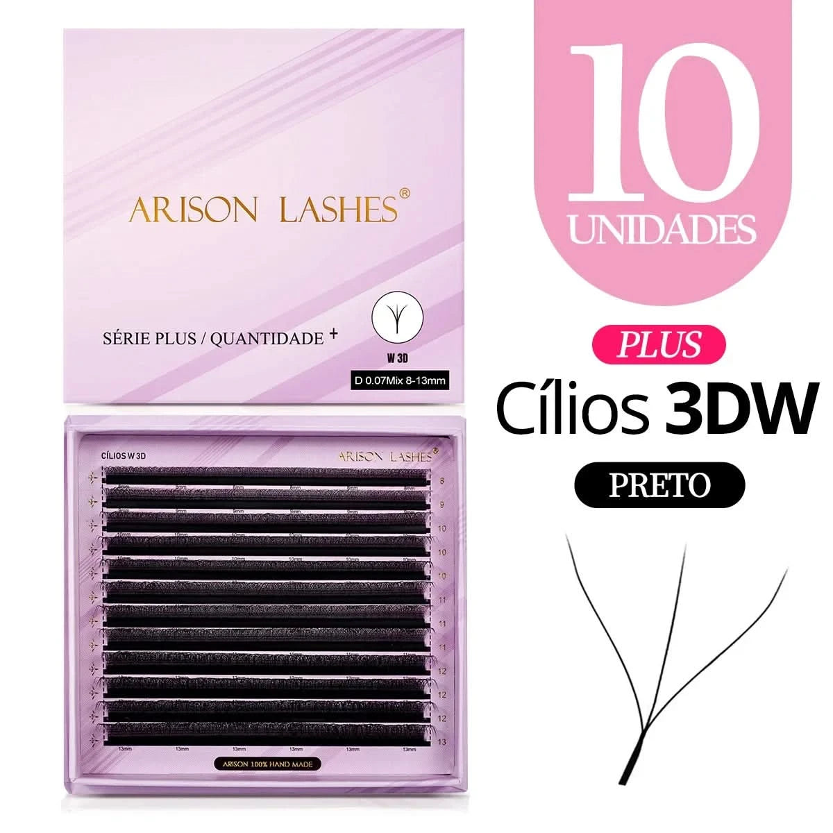 [Brazil Warehouse]ARISON Wholesale 10/30/50pcs YY/W-shape Lashes Premade Volume Eyelashes Extension 3D/4D/5D/6D/8D Lash