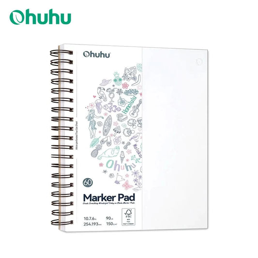 Ohuhu Doppelseitige Markerblöcke, Skizzenbuch, durchschlagfest, spiralgebunden, Skizzenbuch für Alkoholmarker, Zeichenbuch, Schule