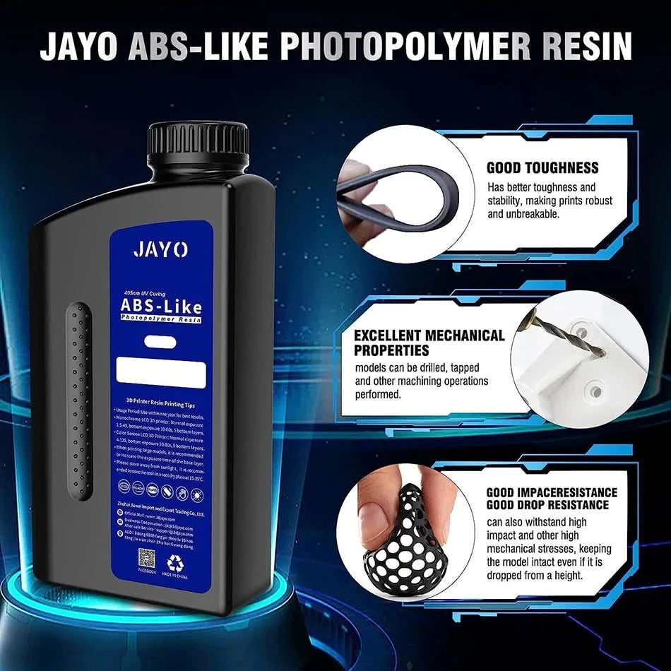 JAYO UV Resin ABS Like/Standard/Plant based/Nylon Like/Water-Wash 1KG 405nm Liquid Rapid UV Curing For LCD 3D Printing Material